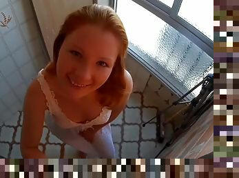Hot russian red hair teen fucked outdoor