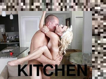 Hope Harper rides cock like a champion and gets fucked like a doll in the kitchen