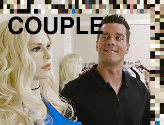 Nicolette Shea turns into a mannequin to fuck dude in shop