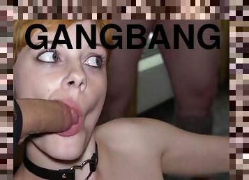 fellation, gangbang, rousse, ejaculation, bukkake