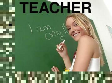 enseignant, babes, ejaculation-sur-le-corps, ados, sur-le-visage, blonde