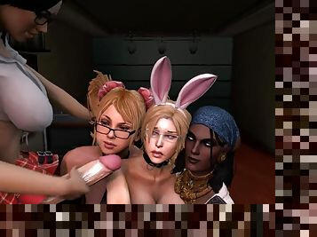 Delightful 3D Shemale Foursome