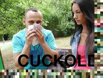 HUNT4K. Pleased cuckold watches girlfriend's outdoor...