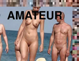 gros-nichons, nudiste, chatte-pussy, amateur, plage, espion, rasé