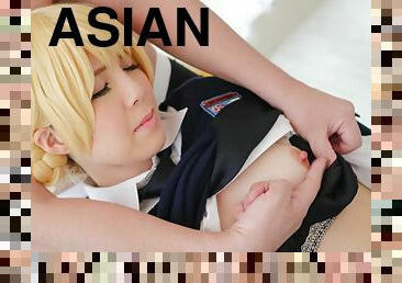 asiatique, collants, écolière, fellation, hardcore, japonais, black, blonde, naturel