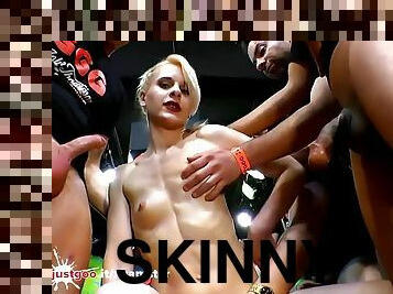 Skinny Super slut Ashlee Cox shared and glazed - German Goo