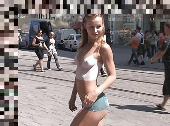 Susana Spears Walks On The Street With Painted Body