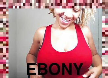 Ebony flashing big tits on cam