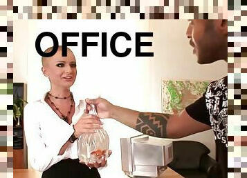 Baldhead office MILF interracial sex video