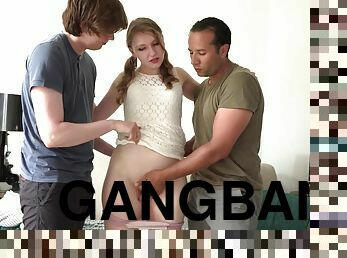 Two Guys Bang Her Hard - Gangbang Video