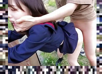 Cute teen Asian fucked outdoor