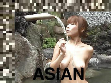 Asian woman outdoor hardcore