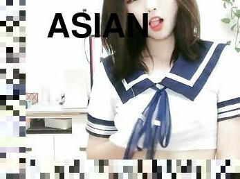 asiatisk, masturbation, fitta-pussy, skolflicka, tonåring, hemmagjord, japansk, galen, webbkamera, asiatisk-tonåring