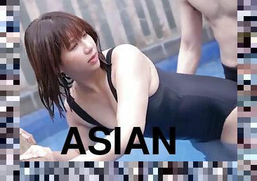 asiatisk, fisse-pussy, amatør, sindssyg, pool, glamour, vild