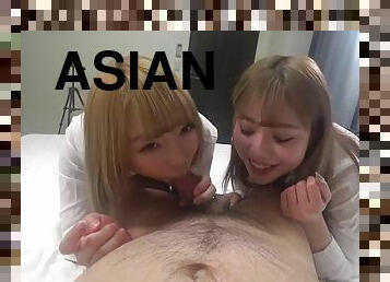 asiático, chupanços, pénis-grande, japonesa, punheta, duplo, ejaculação, pénis, glamour, penetração