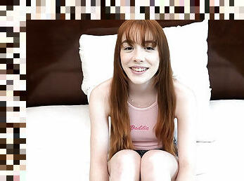 SUPER wholesome redhead teenager makes her debut porn video
