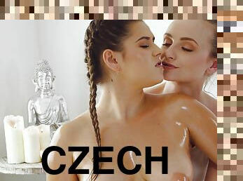 chatte-pussy, babes, lesbienne, massage, baisers, tchèque, petits-seins