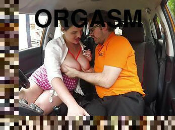 Big-Breasted Fleshy Learner Fucks To Orgasm 1 - Fake Driving School