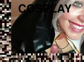 Slutty Nun Sucks knob till she gets A Sticky Sperm Confession on her Face - POV cosplay