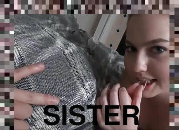 store-patter, onani, fisse-pussy, kæmpestor-pik, teenager, creampie, synsvinkel, blond, søster, snæver