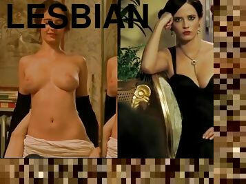 gros-nichons, lesbienne, célébrité, compilation, rousse, blonde, naturel, gros-seins, seins, brunette