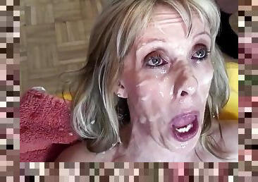 Skinny GILF bukkake crazy sex orgy