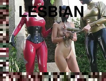 harlot pornstar Aletta ocean fetish latex lesbian threesome outdoors