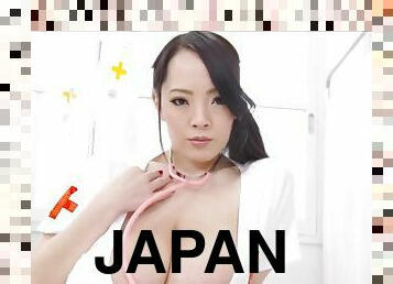 Amazingly sexy Japanese nurse hotly poses and fondles herself