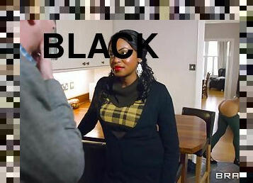 Black hottie Kiki Minaj sucking and riding a huge white cock