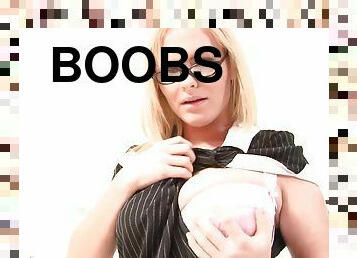 gros-nichons, lunettes, secrétaire, ados, décapage, blonde, lingerie, gode, gros-seins, seins