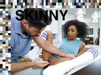 skinny, svart, fingret, søt, hvit, våt, pikk, spredning