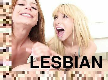masturbation, ejaculation-sur-le-corps, lesbienne, jouet, trio, point-de-vue, blonde