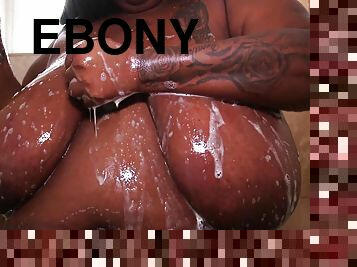 Ebony BBW with monster tits fucking after shower for load of jizz