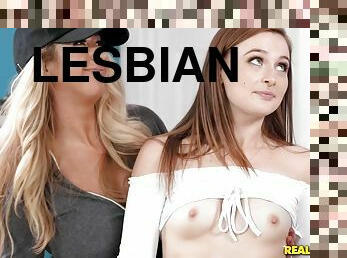 lesbian-lesbian, remaja, permainan-jari, manis