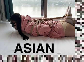 asiatique, bdsm, bas, point-de-vue, incroyable, fétiche, bâillonnement, chinoise, bondage, brunette