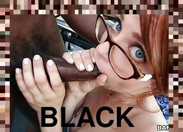 lunettes, monstre, en-plein-air, interracial, black, rousse, ejaculation, cow-girl