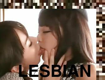 lésbicas, japonesa, beijando