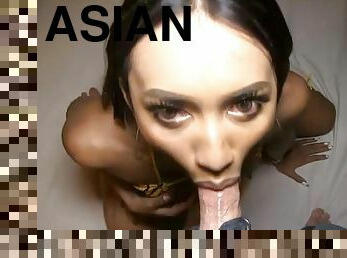 Thai ladyboy with beautiful eyes gets bareback copulated