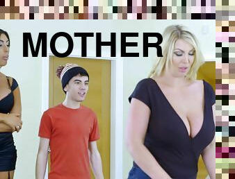 A young guy fucks his step-mother and her sexy dyke friend Ava