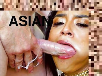 asiatisk, blowjob, tenåring, pov, asiatisk-tenåring