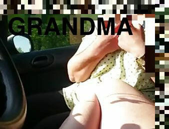 grand-mère, fête, granny, voiture