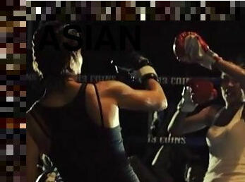 A scene in the credits of a female Muay Thai film ex.  Tiger