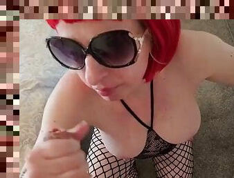 Trying on my new fishnet stockings and getting fingered and fucked in both holes with an anal creampie