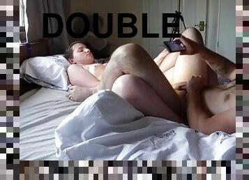 Double dildo in both asses and they both have huge orgasms