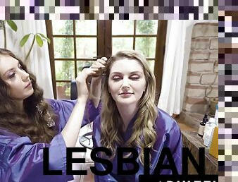 ASMR Fantasy - Lesbian hairdressers Elena Koshka and Bunny Colby fuck in front of you - POV