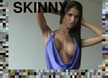 Skinny Czech slut Nessa Devil solo - big fake tits