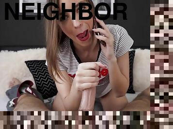 My slutty neighbor gives me POV blowjob and handjob