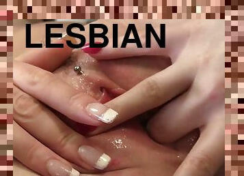 Hot  lesbian sex close up pussy licking action
