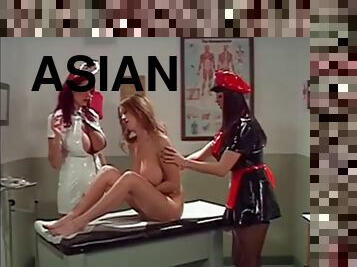 asiático, teta-grande, enfermeira, lésbicas, mulher-madura, bdsm, a-três, caebça-vermelha, latex, morena