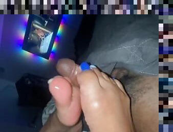 Ebony Pretty Toes Playing with Black Dick